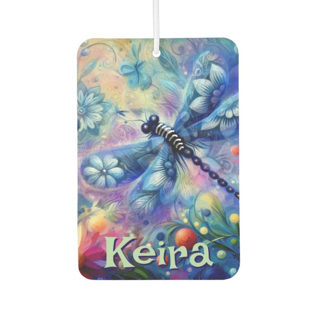 Whimsical Abstract Dragonfly Floral Personalized Autolufterfrischer (Vorderseite)