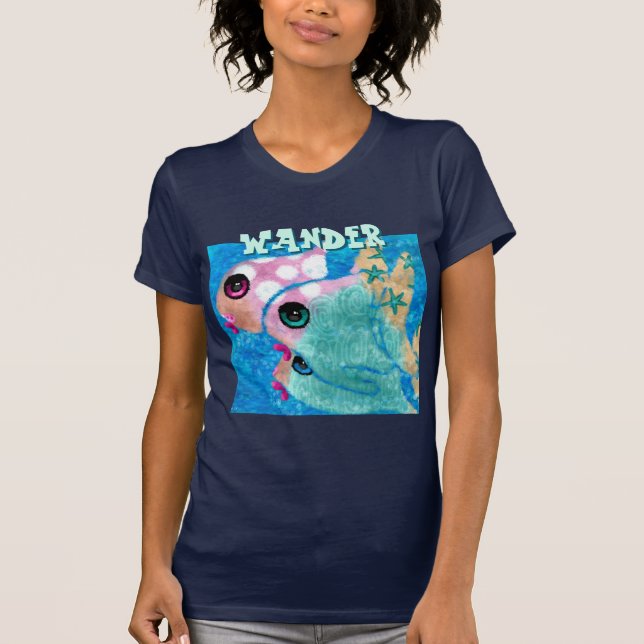Whimsical Abstract Fish Trio Blue Personalized T-Shirt (Vorderseite)