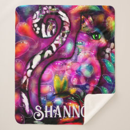 Whimsical Abstract Kitty Cat Floral Personalized Sherpadecke
