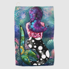 Whimsical Abstract Mermaid Nautical Teal Seashells Golfhandtuch
