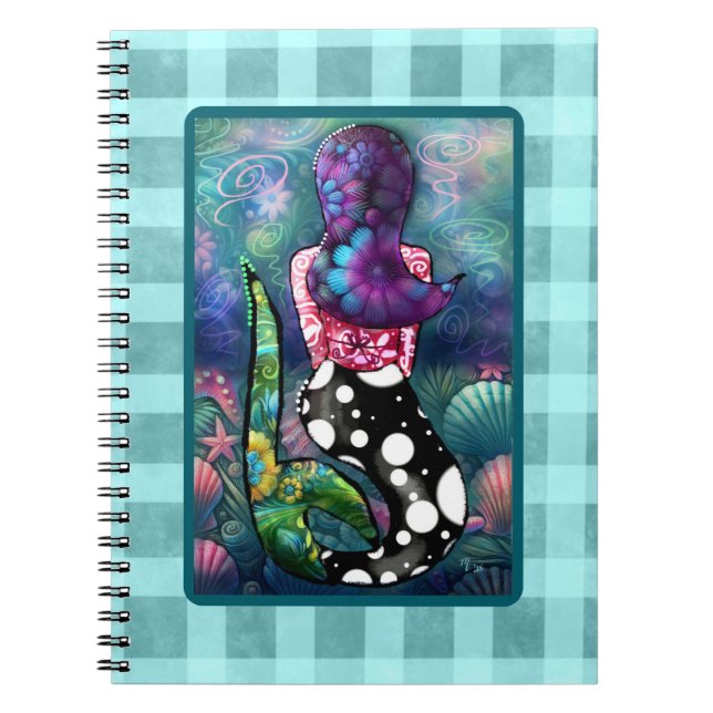 Whimsical Abstract Mermaid Nautical Teal Seashells Notizblock (Vorderseite)