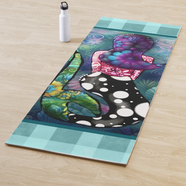 Whimsical Abstract Mermaid Nautical Teal Seashells Yogamatte (Beispiel)
