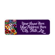 Whimsical Abstract Puffin Return Address Label