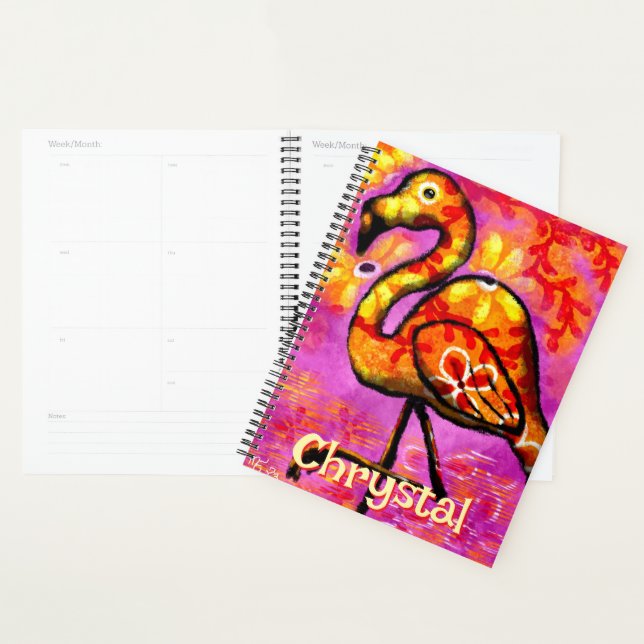 Whimsical Abstrait Flamant rose Bird Personnalisé (Devant avec enveloppe)