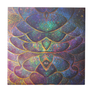 Whimsical Abstrakt Dragon Scales Cooles Fraktal Ku Fliese