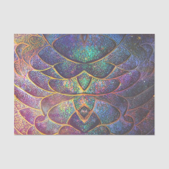 Whimsical Abstrakt Dragon Scales Cooles Fraktal Ku Seidenpapier (Vorderseite)
