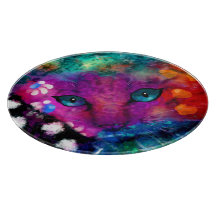 Whimsical Abstrakt Dreamy Kitty Cat Aquamarin Lila