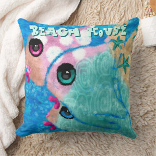 Whimsical Abstrakt Fish Trio Blue Personalisiert Kissen