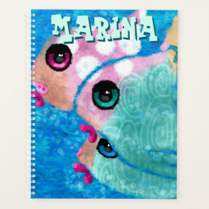 Whimsical Abstrakt Fish Trio Blue Personalisiert Planer