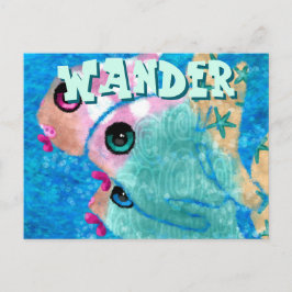 Whimsical Abstrakt Fish Trio Blue Personalisiert Postkarte