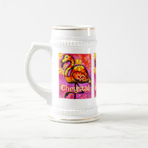 Whimsical Abstrakt Flamingo Bird Personalisiert Bierglas