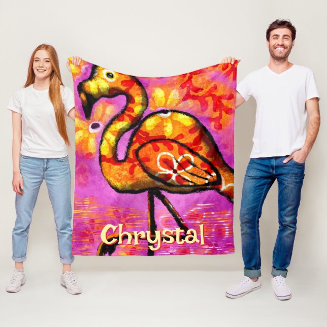 Whimsical Abstrakt Flamingo Bird Personalisiert Fleecedecke (Beispiel)