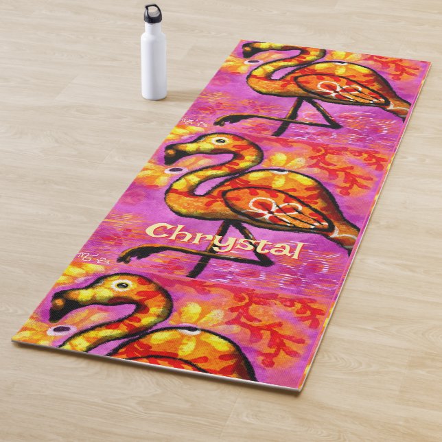 Whimsical Abstrakt Flamingo Bird Personalisiert Yogamatte (Beispiel)