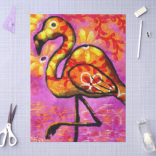 Whimsical Abstrakt Flamingo Floral Decoupage Seidenpapier