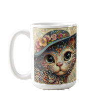 Whimsical Abstrakt Kitty Cat mit Hut