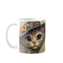 Whimsical Abstrakt Kitty Cat mit Hut