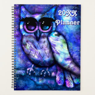 Whimsical Abstrakt Owl Big Mit Augen Blue Lila Planer