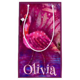 Whimsical Abstrakt Pink Flamingo Personalisiert Kleine Geschenktüte