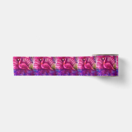 Whimsical Abstrakt Pink Flamingo Personalisiert Satinband