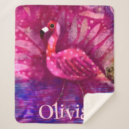 Whimsical Abstrakt Pink Flamingo Personalisiert Sherpadecke