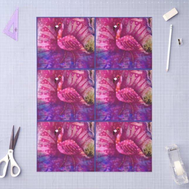 Whimsical Abstrakt rosa Flamingo Decoupage Seidenpapier (Basteln)