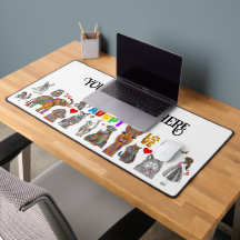 Whimsical Adoptier Liebe Tier Assortiment Desk Mat