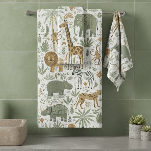 Whimsical African Animals Muster ID1263 Badhandtuch Set