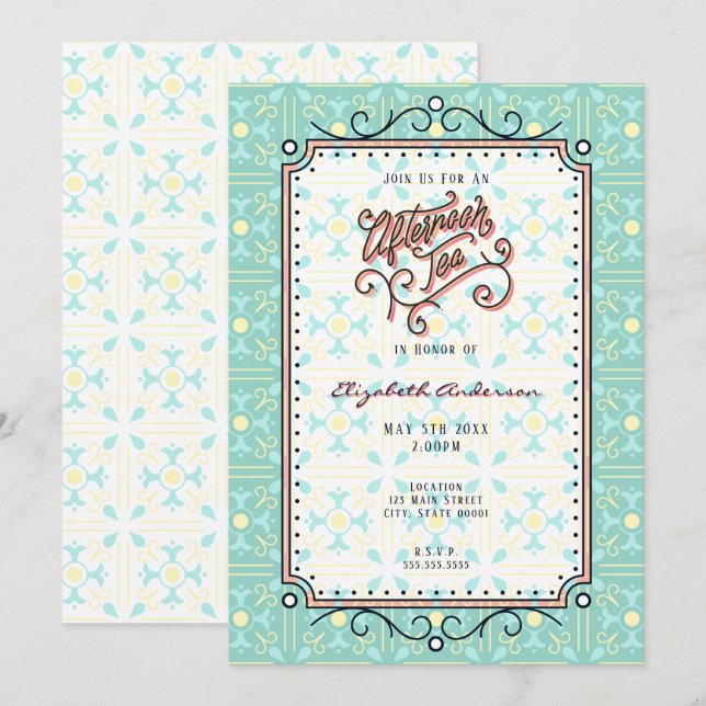 Whimsical Afternoon Tea Party Einladung (Vorne/Hinten)