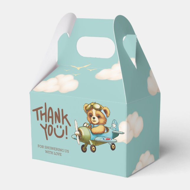 Whimsical Airplane Teddy Bär Vielen Dank Geschenkschachtel (Rückseite)