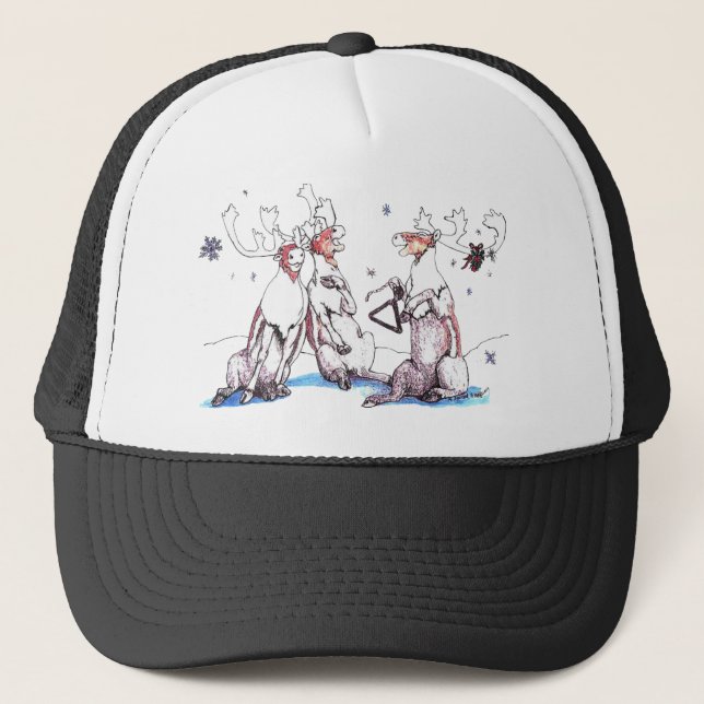 Whimsical Alaska Wildlife Christmas Truckerkappe (Vorderseite)