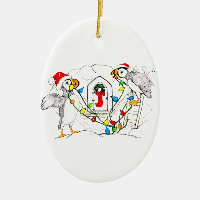 Whimsical Alaskan Wildlife Weihnachten Keramikornament (Vorne)