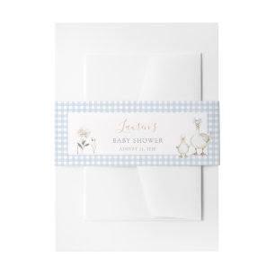 Whimsical Albern Gänse Blue Gingham Baby Dusche Einladungsbanderole