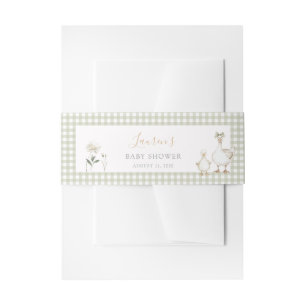Whimsical Albern Gänse Green Gingham Baby Dusche Einladungsbanderole