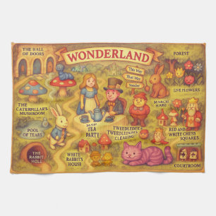 Whimsical Alice Abenteuer in Wonderland Karte Geschirrtuch