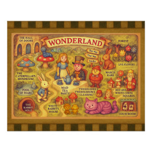 Whimsical Alice Abenteuer in Wonderland Karte Poster