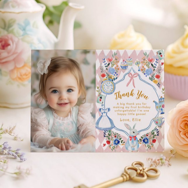 Whimsical Alice in Onederland Foto Danke, dass Sie Einladung (Von Creator hochgeladen)