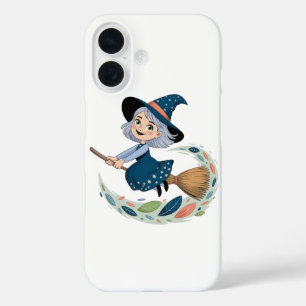 Whimsical Alicia Witch auf Broomstick iPhone 16 Hülle