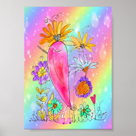 Whimsical and Colorful Birdie mit Stiefeln Poster