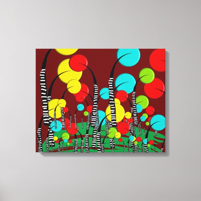 Whimsical and Quirky Tree Magical Forrest Red Leinwanddruck (Vorderseite)