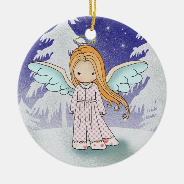 Whimsical Angel Weihnachten Keramikornament (Vorne)