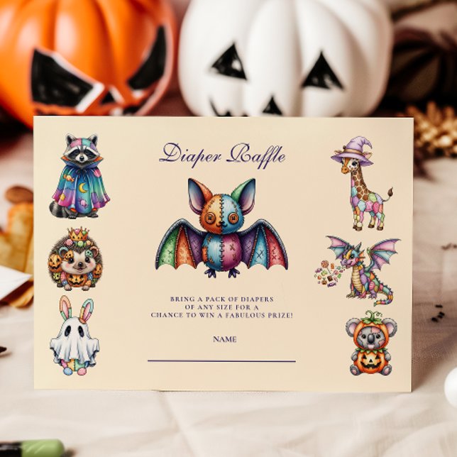 Whimsical Animal Halloween Diapper Raffle Begleitkarte (Von Creator hochgeladen)