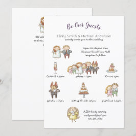 Whimsical Animal Timeline Wedding Einladungen