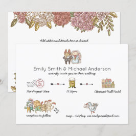 Whimsical Animal Timeline Wedding Einladungen