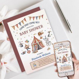 Whimsical Animals Circus Party Babydusche Einladung