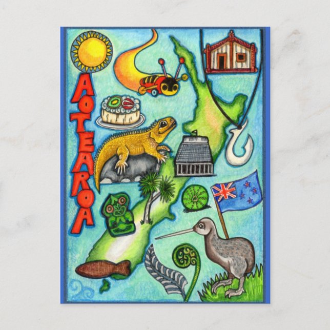 Whimsical Aotearoa Postkarte (Vorderseite)