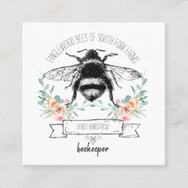 Whimsical Apiary Elegant Honey Beekeeper-Logo Quadratische Visitenkarte