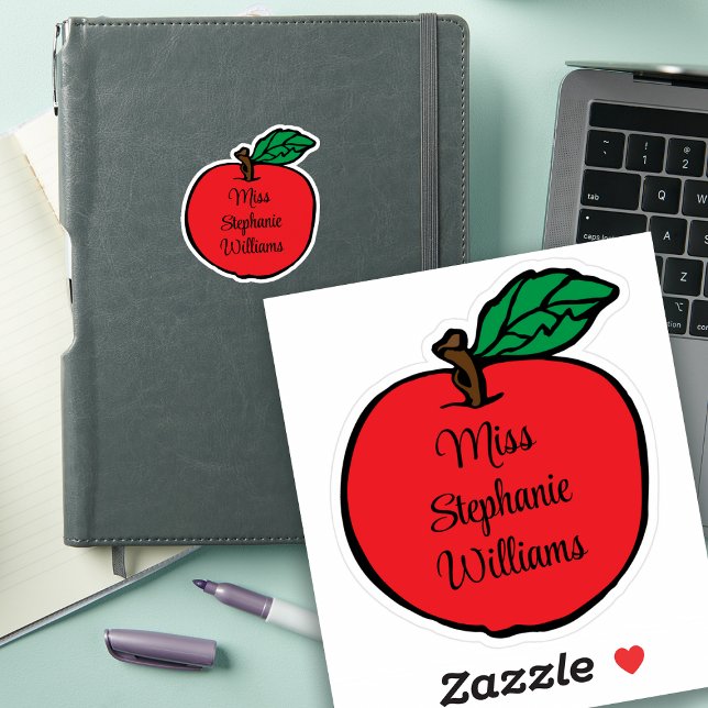 Whimsical Apple Teacher's Name Cutout Aufkleber (Personalize with an Apple Twist! 🍎✨)