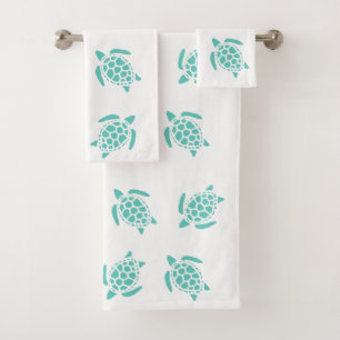 Whimsical Aqua Blue Sea Turtles Motif nautique