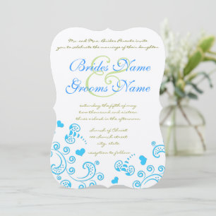 Whimsical Aqua Hummel Schwirl Hochzeits Einladung