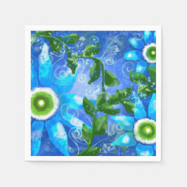 Whimsical Aquamarin Blue Green Floral Blume Blume Serviette
